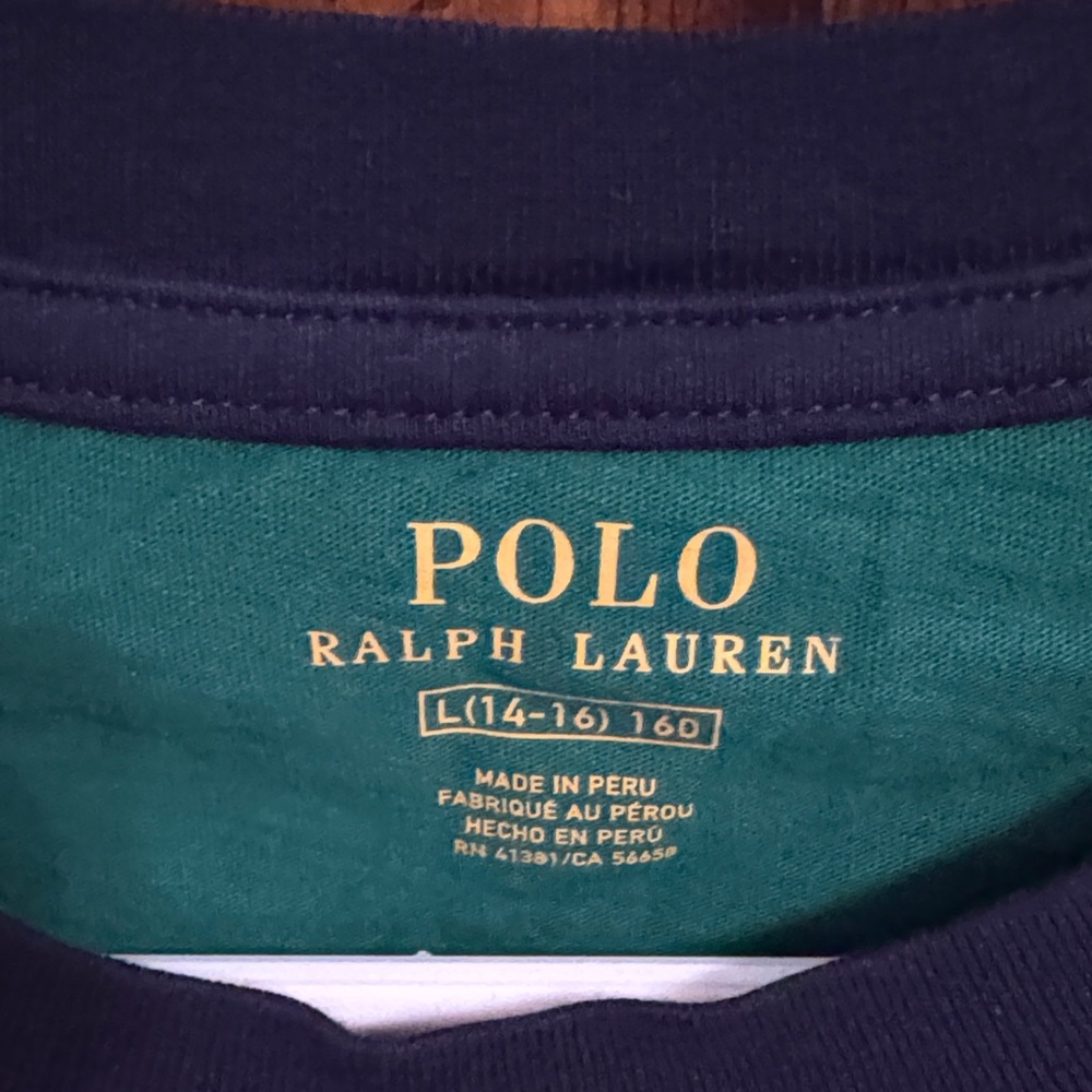Polo by Ralph Lauren Green and Navy Youth Shirt Size L (14-16) - Picture 2 of 3